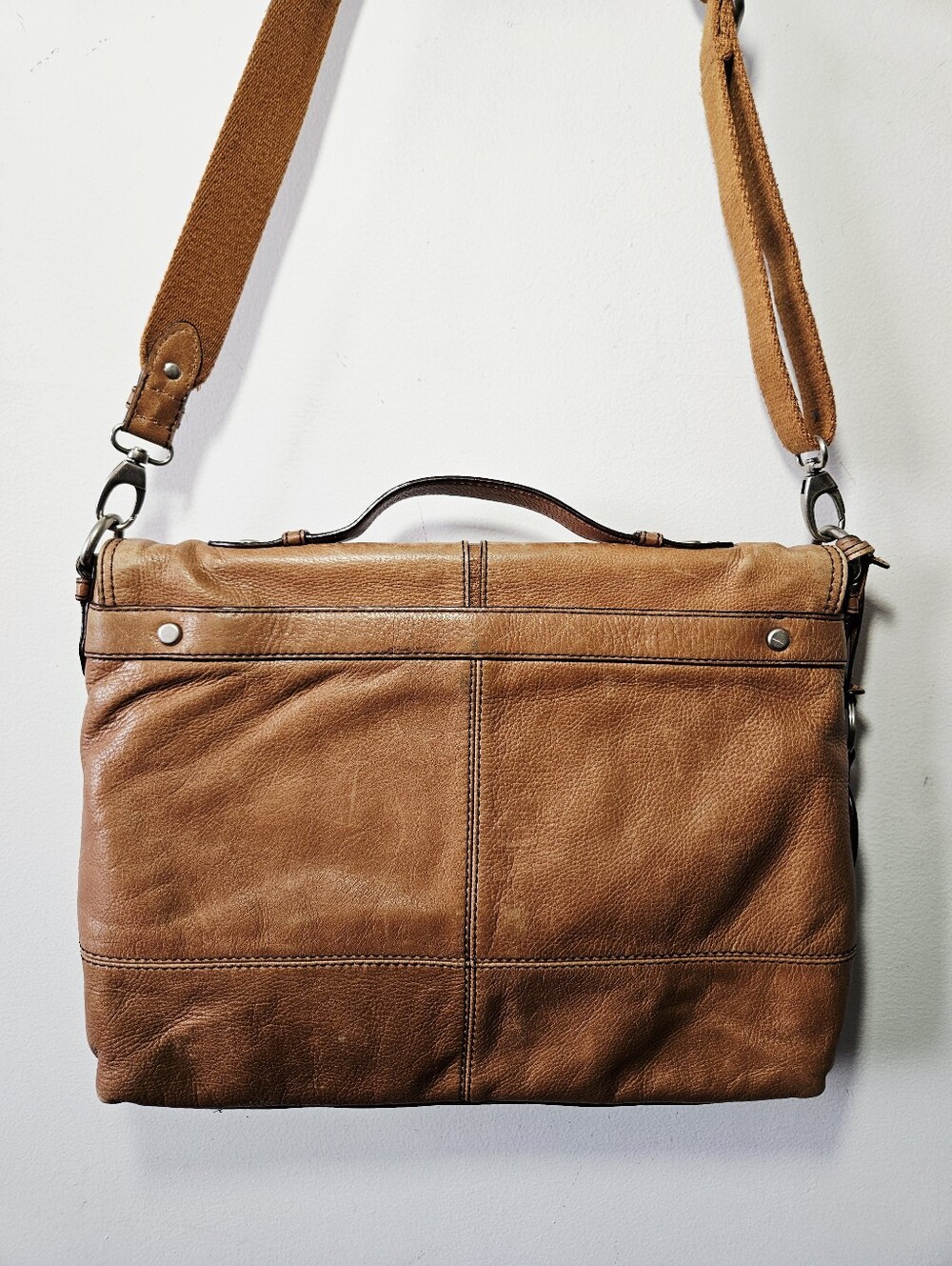 Fossil Maddox Messenger Bag Brown Leather Laptop Crossbody Bag - Picture 5 of 9